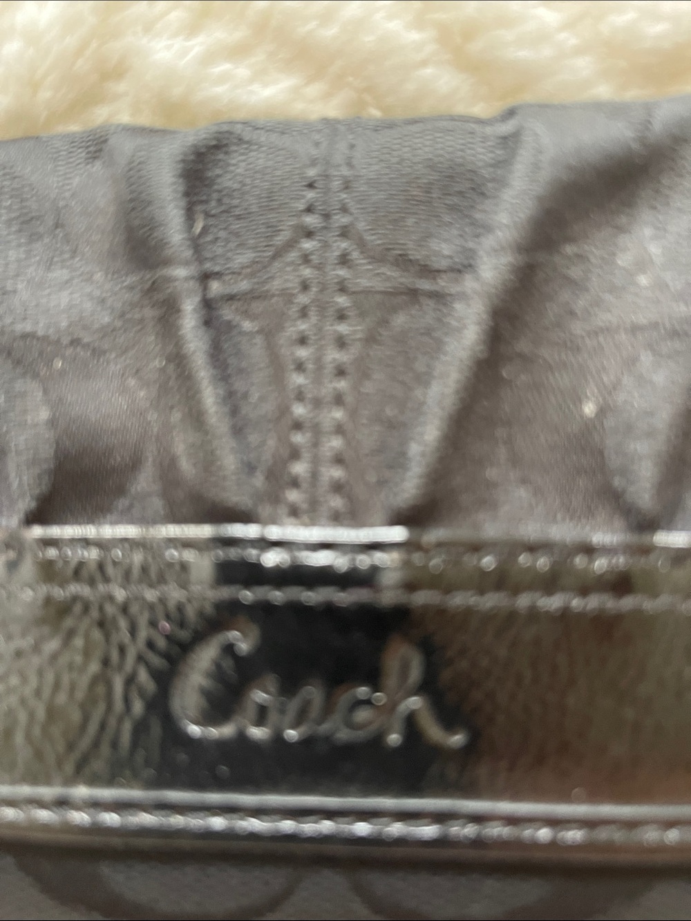 Coach Black Signature Jacquard Fold Wallet with Patent Trim - Picture 2 of 4